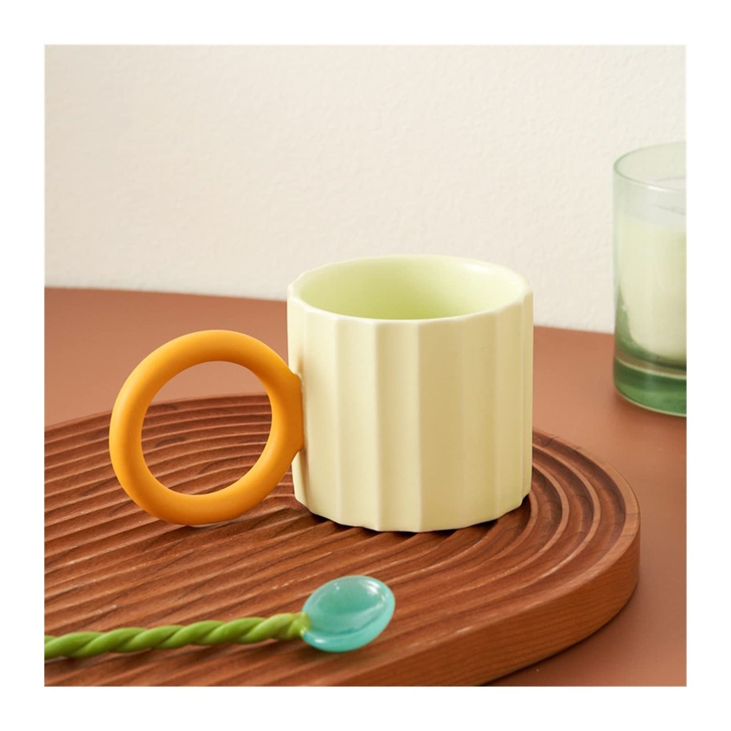 Taza de Porcelana Nórdica con asa grande circular