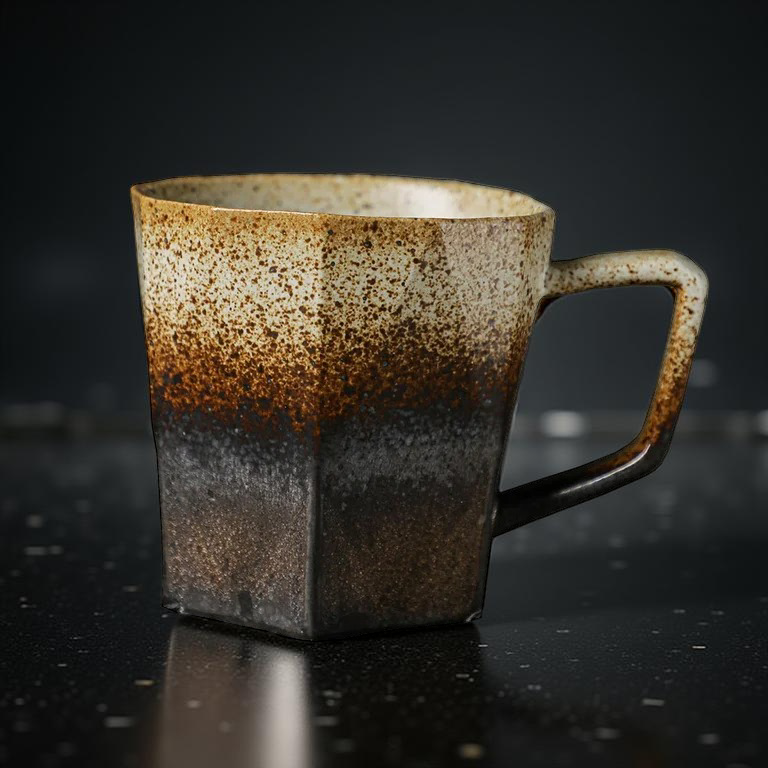 Taza de café de cerámica vintage, de estilo japonés, creativa de cantos geométricos y hecha al horno