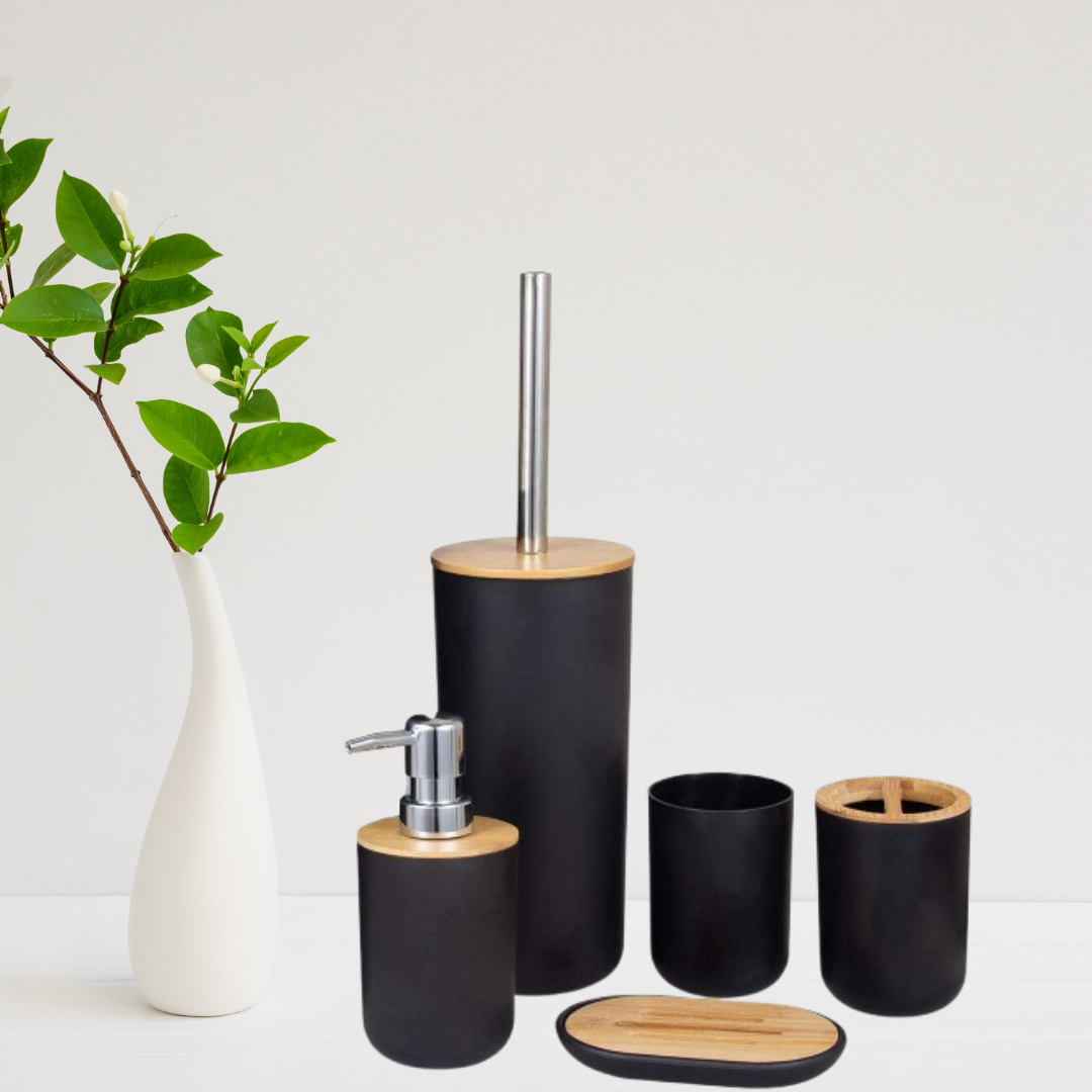 Set de baño - Plástico PP y bambú - Diseño moderno y elegante