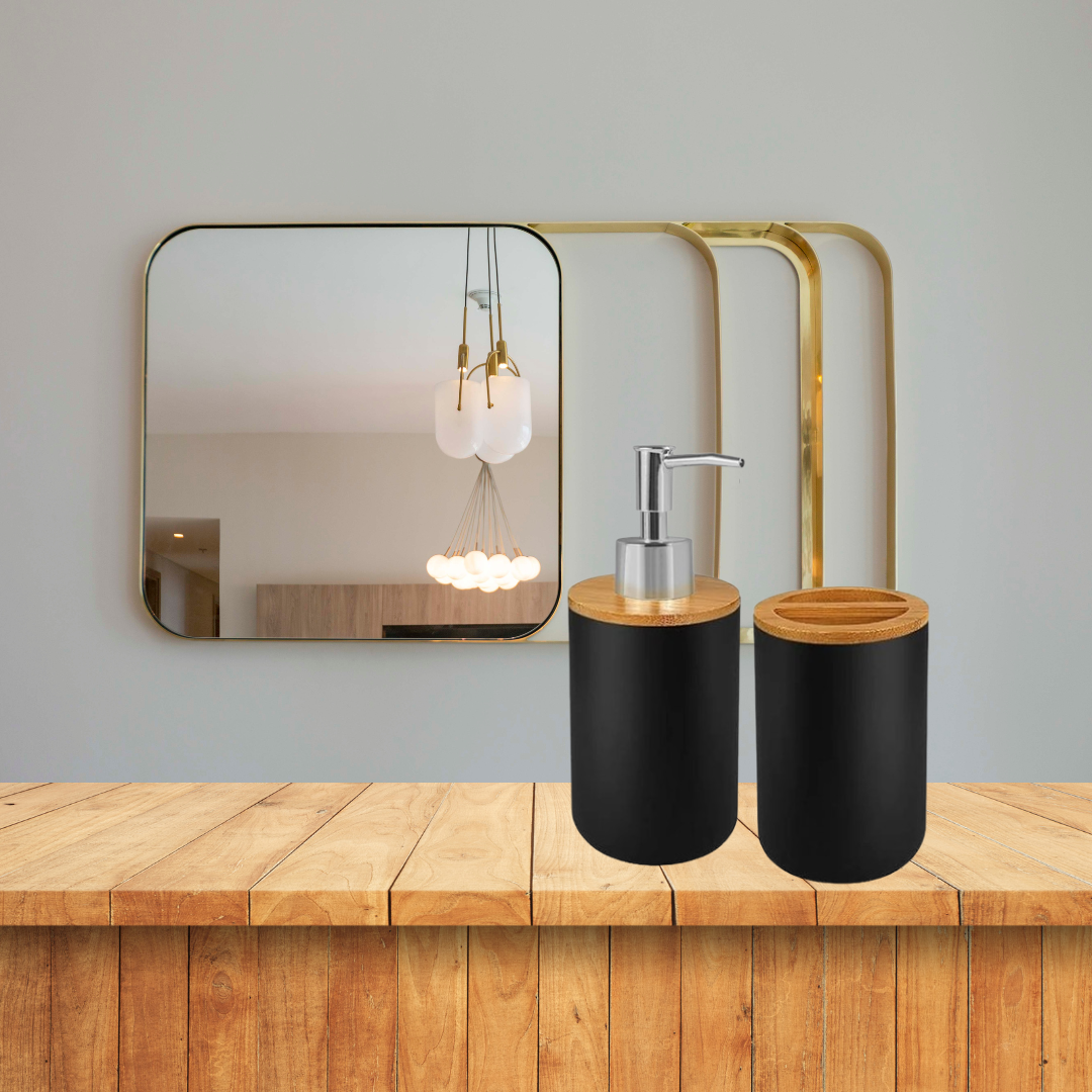 Set de baño - Plástico PP y bambú - Diseño moderno y elegante