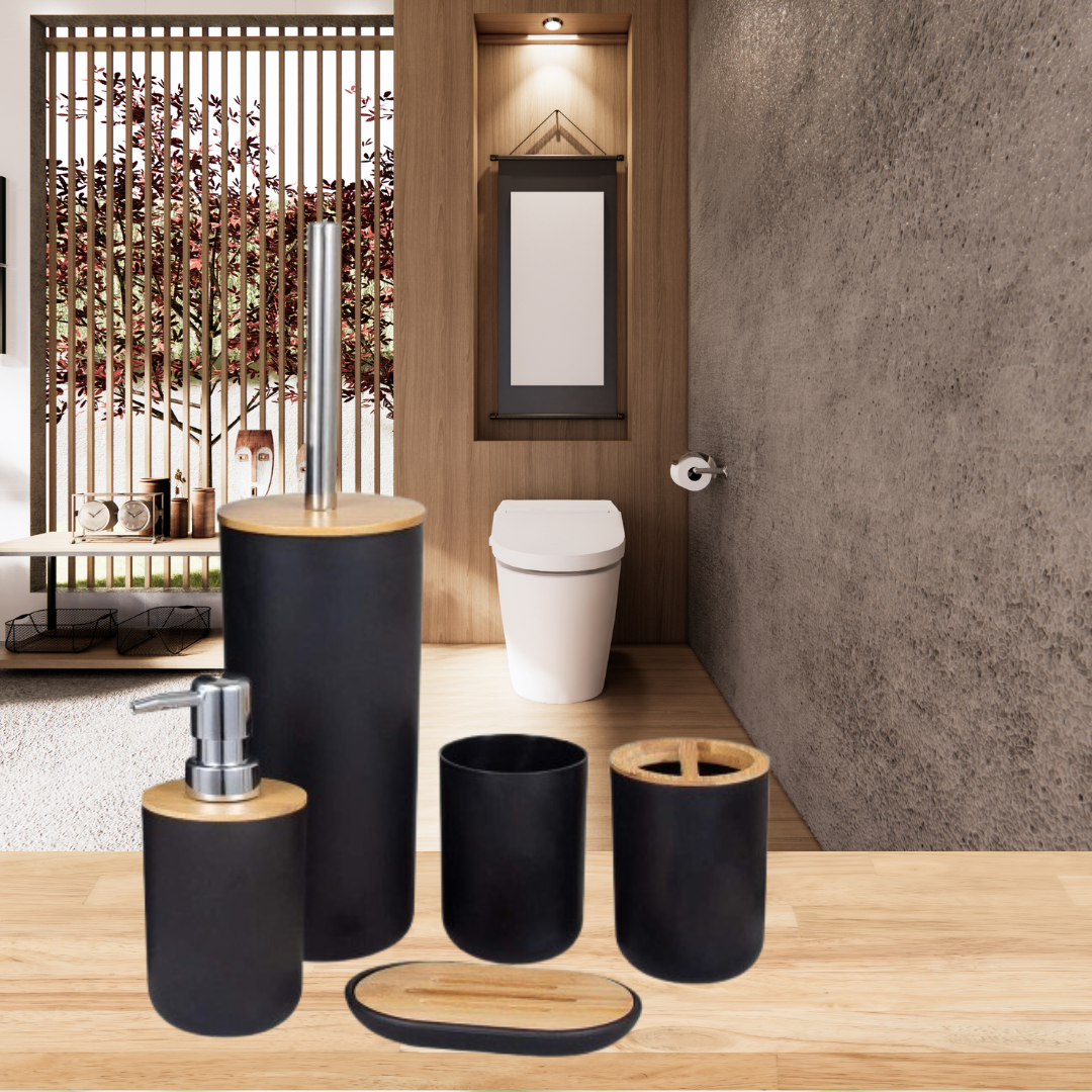 Set de baño - Plástico PP y bambú - Diseño moderno y elegante
