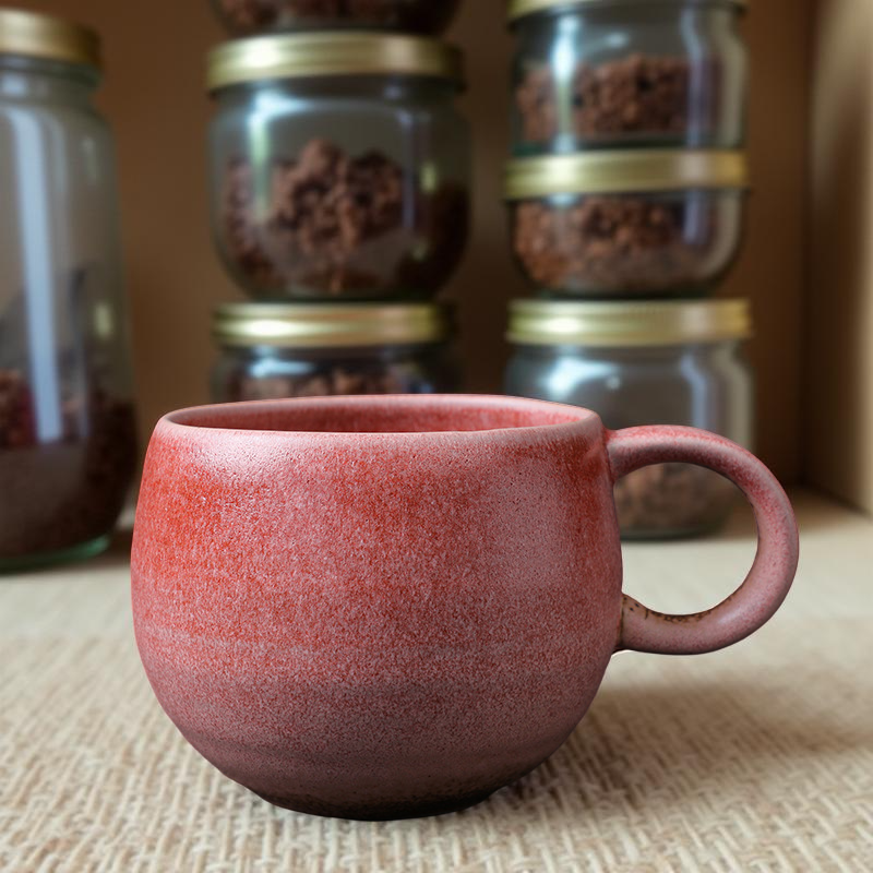 Taza de cerámica de estilo japonés, retro y hecha en horno