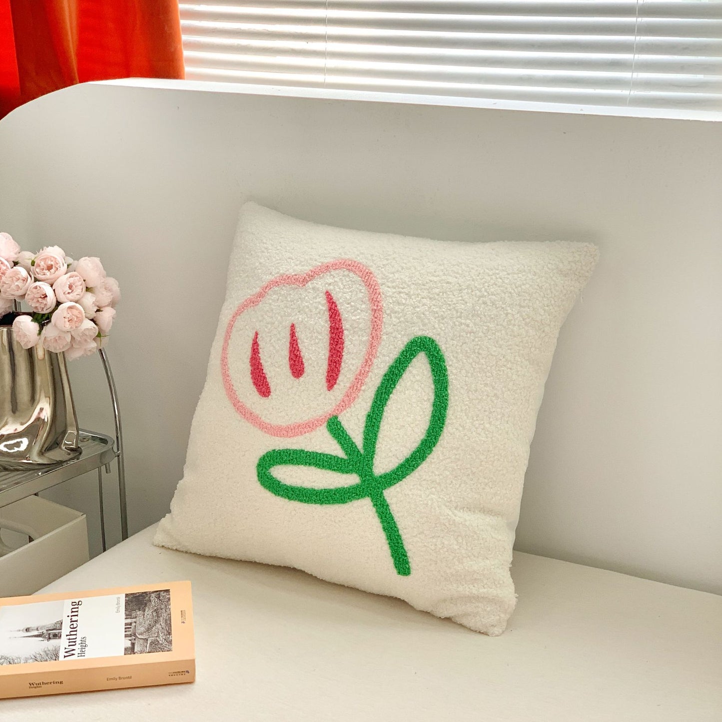 Cojines de felpa con diseño de flores y relleno de algodón