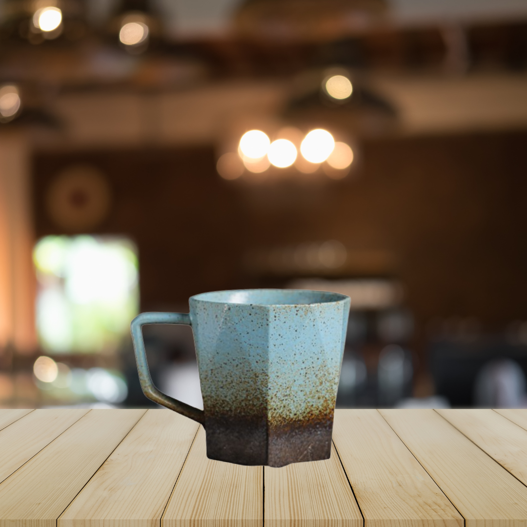 Taza de café de cerámica vintage, de estilo japonés, creativa de cantos geométricos y hecha al horno