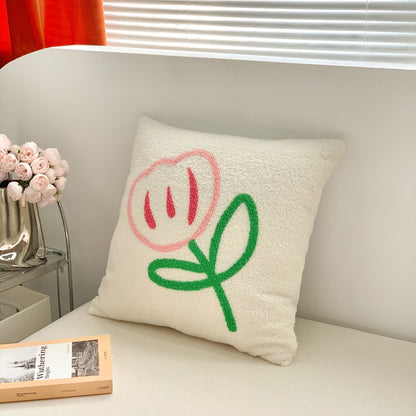 Cojines de felpa con diseño de flores y relleno de algodón